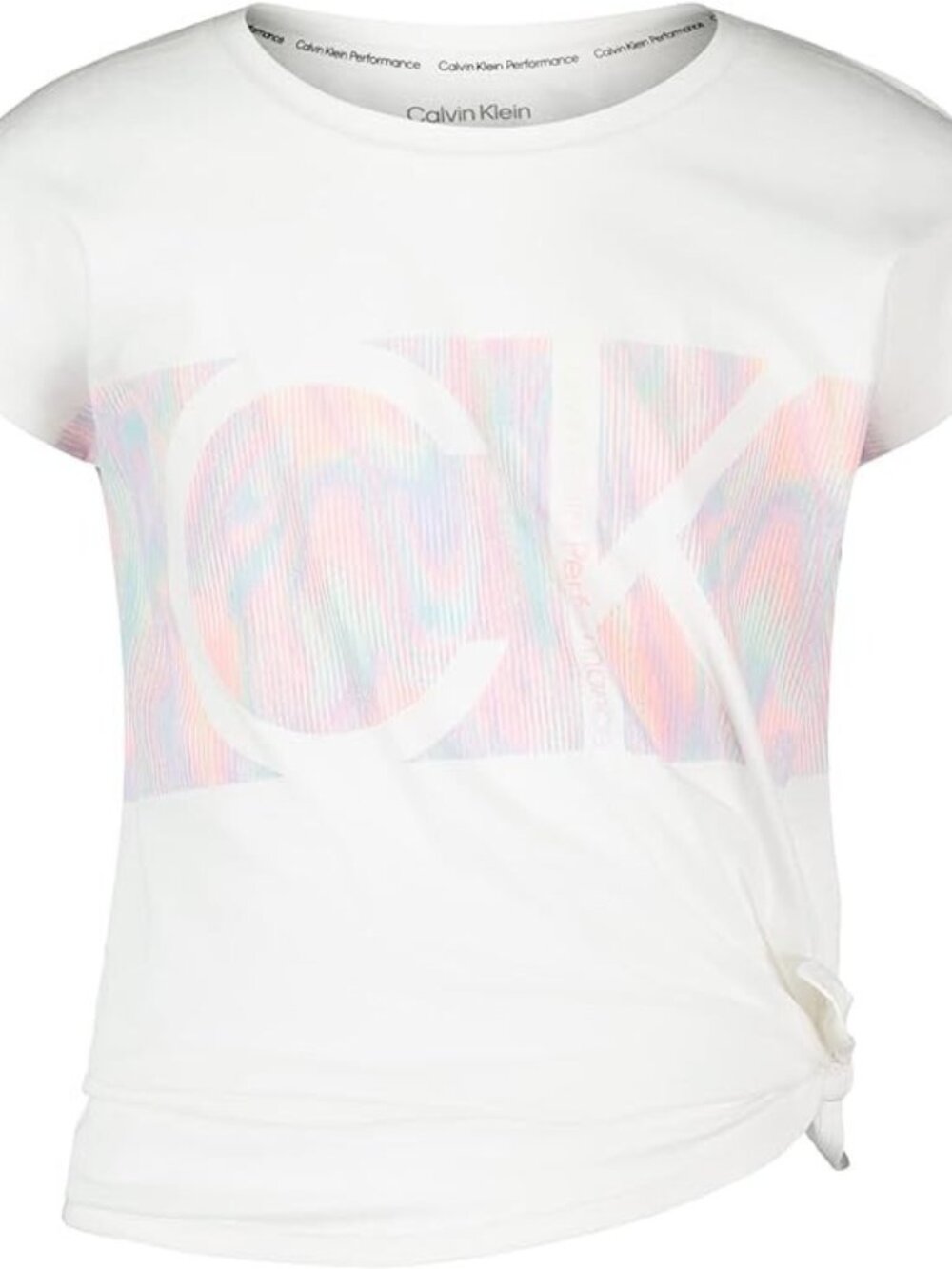Calvin Klein Girls' Short Sleeve Active Legacy Logo T-Shirt Medium 8/10 White